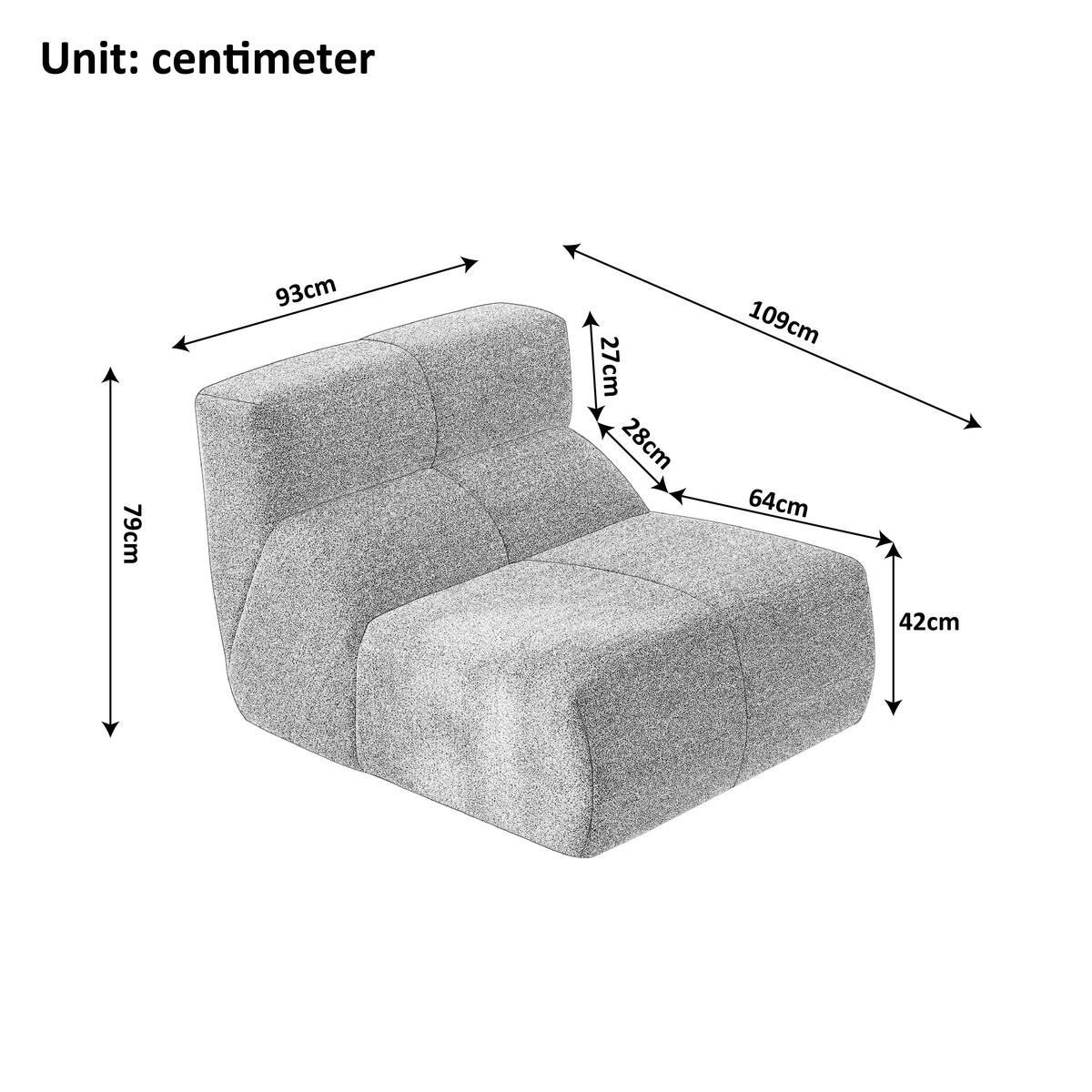 SESSEL Samt mit Regentropfen-Struktur Montagefrei - Hellgrau, Textil (93/79/109cm) - Urban Meuble