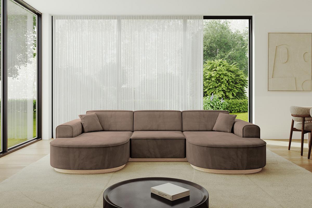 WOHNLANDSCHAFT MARI-U1-v1 - 303x171x83 cm Braun Velours - Braun, Holzwerkstoff/Textil (303/83/171cm) - ALTDECOR