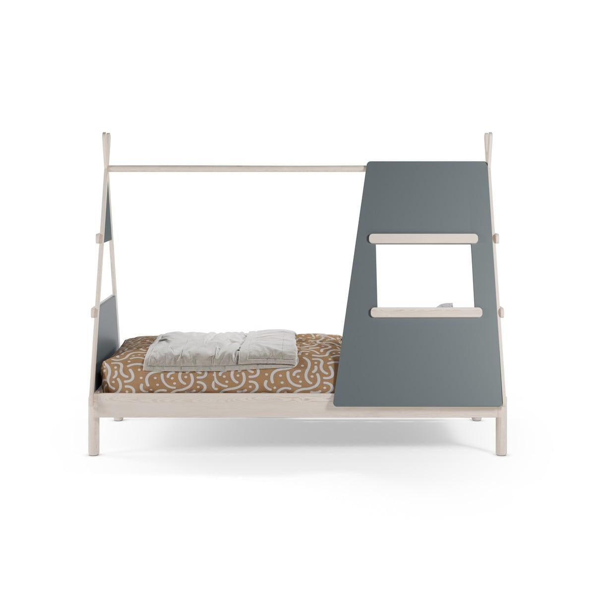 TIPIBETT 90x200 cm mit integriertem Fenster 104.6/219,4/159,3 cm - Grün, Holzwerkstoff (200/90cm) - Calicosy