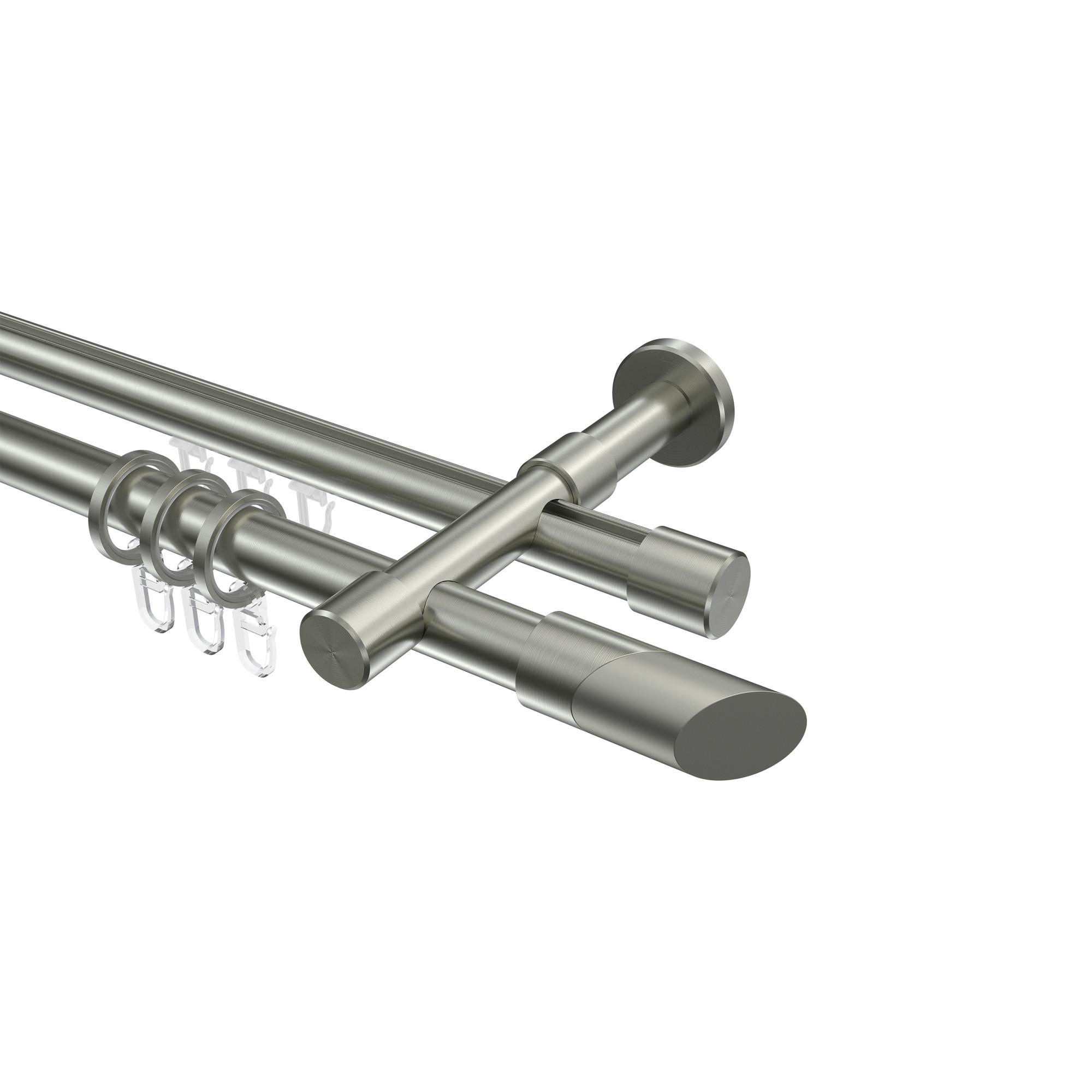 GARDINENSTANGE RUNDROHR-INNENLAUF Prestige Verano 540 cm (geteilt in 3 x 180 cm), 2-läufig, 20 mm Ø Edelstahl-Optik - Edelstahlfarben/Silberfarben, Metall (540cm) - INTERDECO