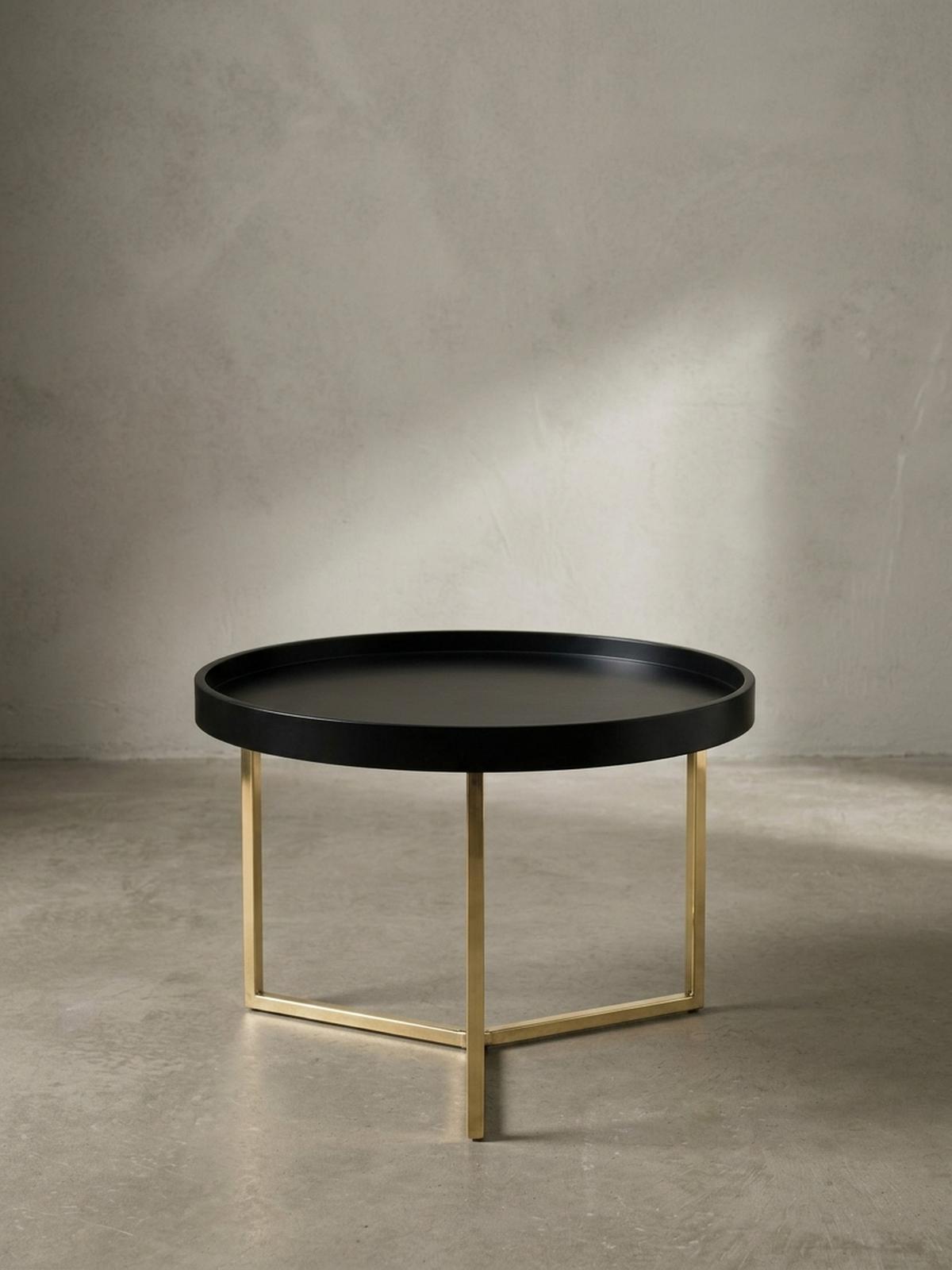 SOFATISCH LIA Rund mit Metallgestell, abnehmbares Tablett und Anti-Rutsch-Noppen, Gold 58 x 58 x 42 cm - Goldfarben, Holz/Metall (58/58/42cm) - KADIMA DESIGN