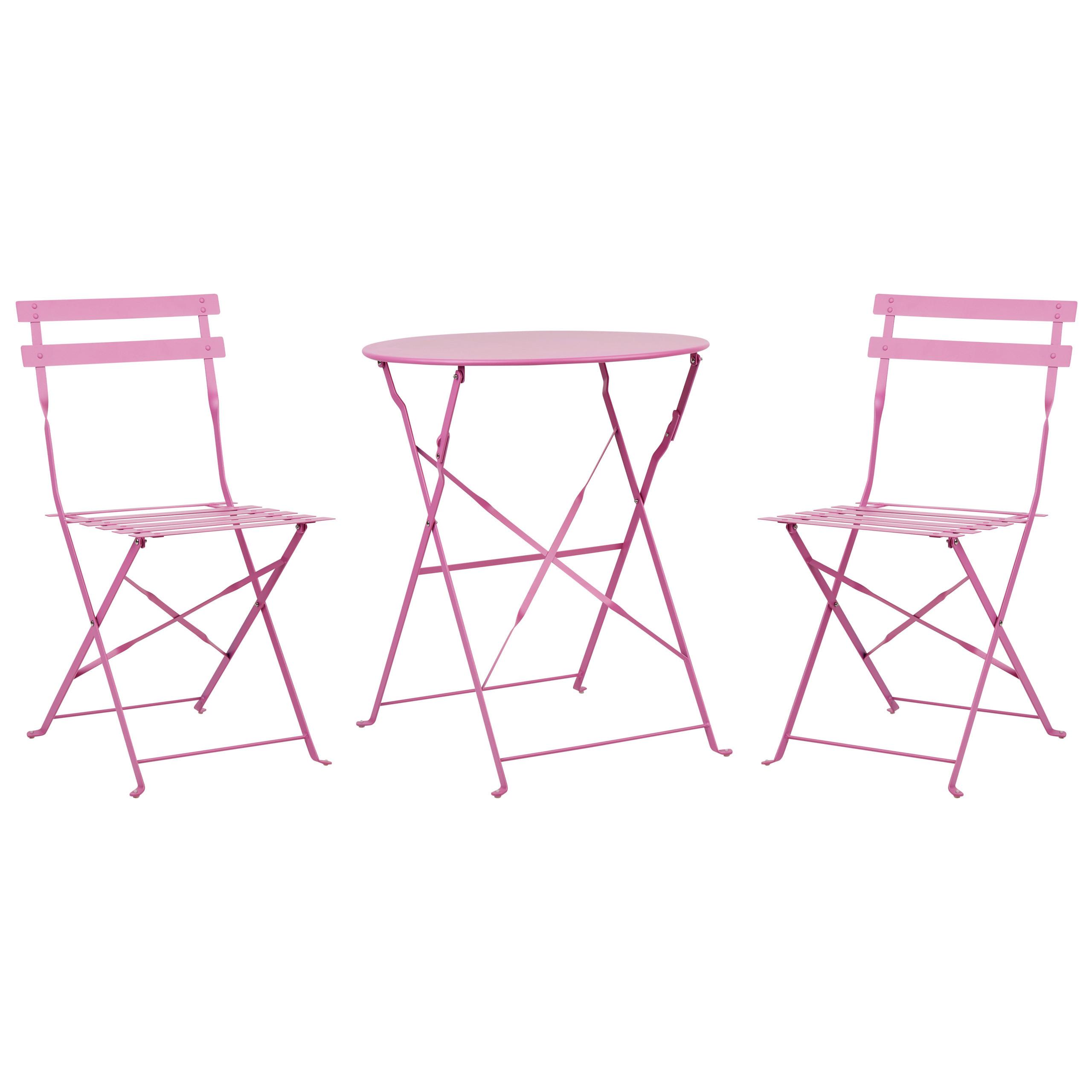 BALKONSET 2-Sitzer rosa zusammenklappbar Fiori - Pink, Metall - Beliani