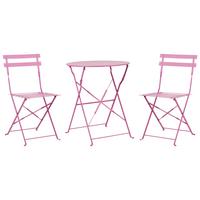BALKONSET 2-Sitzer rosa zusammenklappbar Fiori - Pink, Metall - Beliani