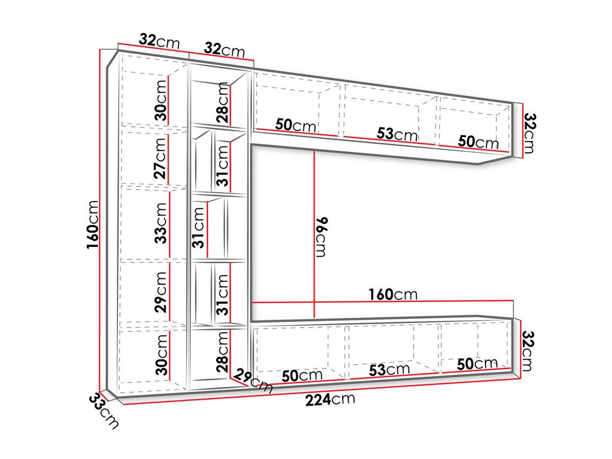 WOHNWAND Kodita - Weiß, Holzwerkstoff (224/160/33cm) - MIRJAN24