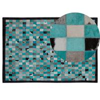 KURZFLOR-TEPPICH Nikfer 200/140 cm - Blau, Fell (140/200cm) - Beliani