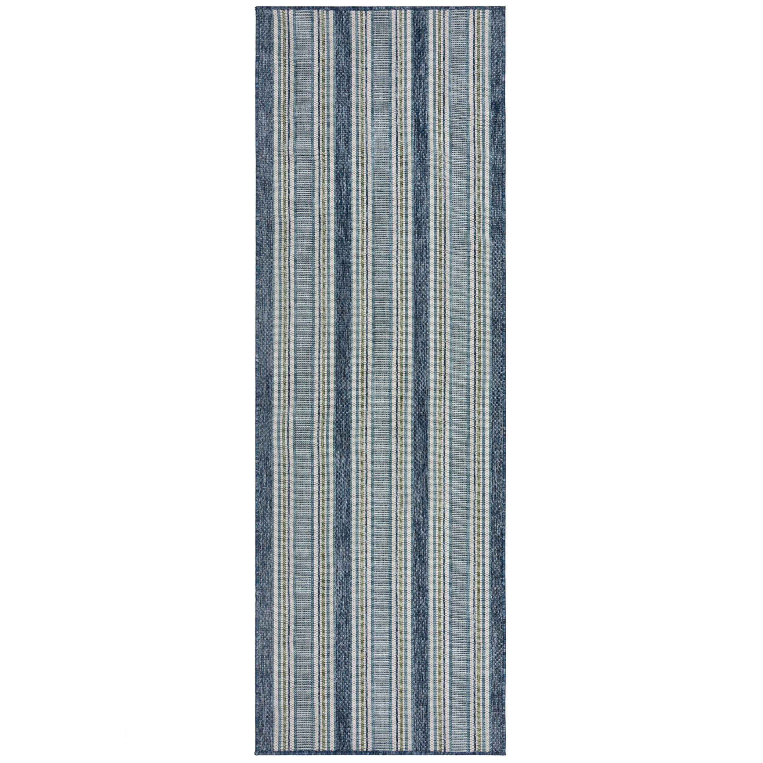 OUTDOORTEPPICH Waschbar FLEET, geometrisch, Blau-Grün, 80 x 230 cm - Blau, Textil (230/80cm) - KADIMA DESIGN