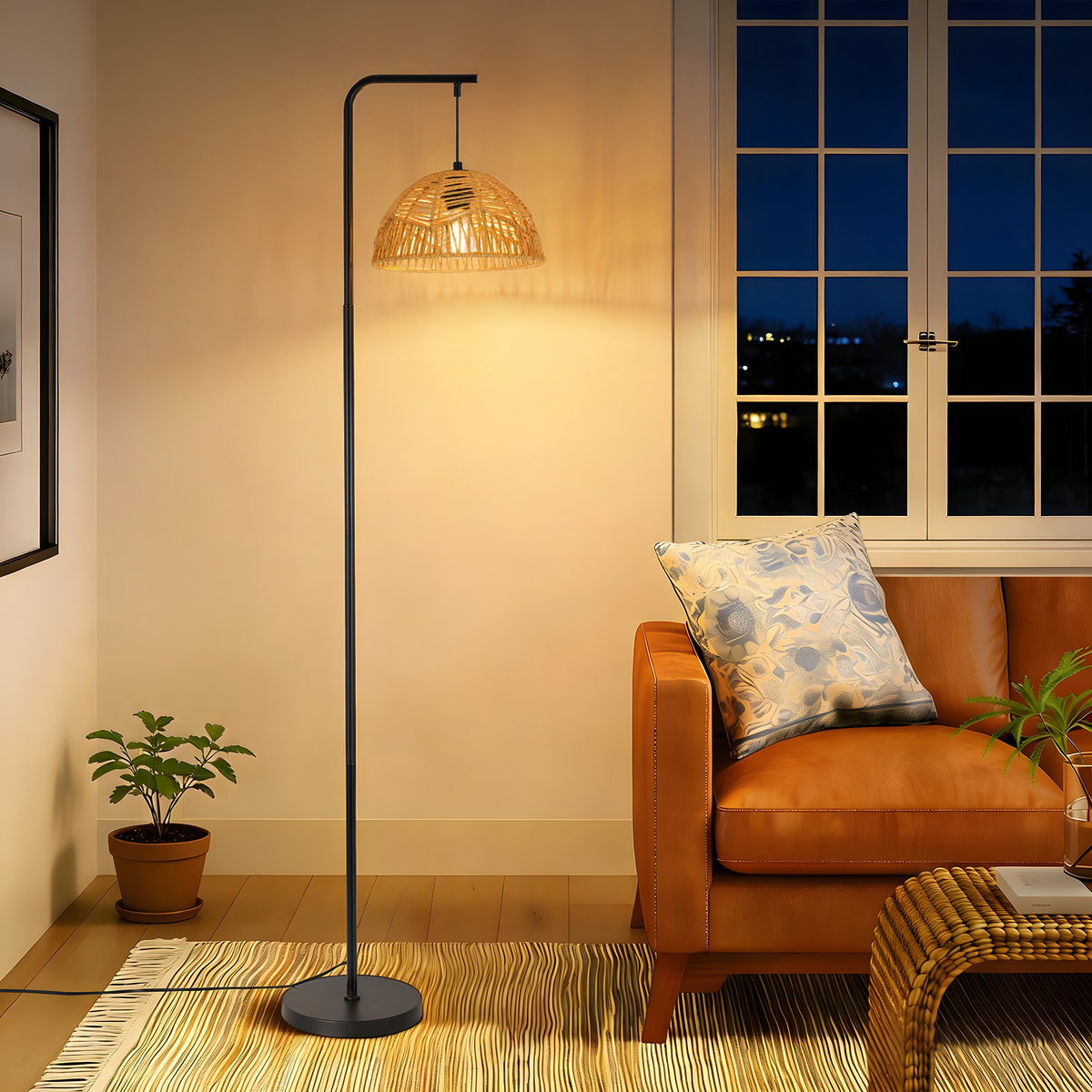 STEHLAMPE Arwenor 28/15/164 cm - Schwarz, Textil/Metall (28/15/164cm) - ZMH