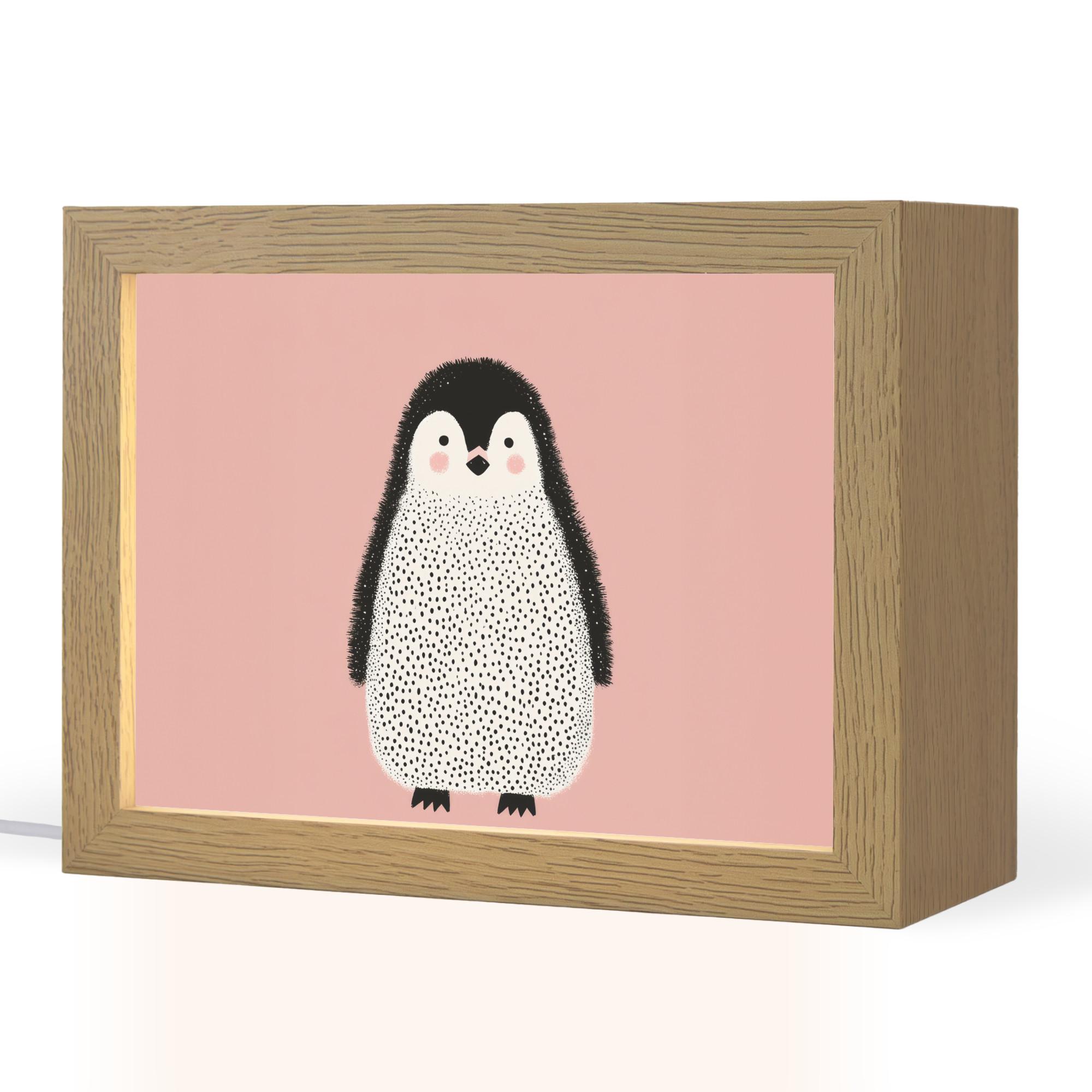 NACHTTISCHLAMPE Pinguin - Punkte - Minimalistisch - Rosa 20x15 cm - Rosa, Holzwerkstoff (8/20/15cm) - OnlyWow