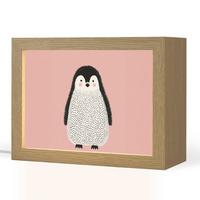 NACHTTISCHLAMPE Pinguin - Punkte - Minimalistisch - Rosa 20x15 cm - Rosa, Holzwerkstoff (8/20/15cm) - OnlyWow