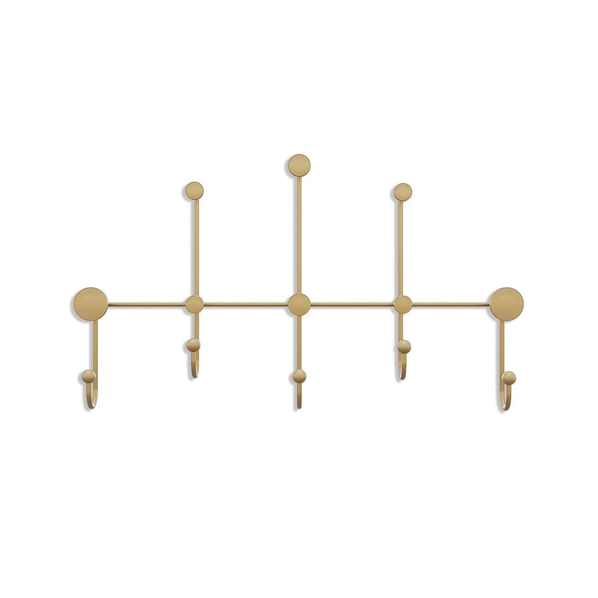 WANDGARDEROBE mit 8 Haken aus goldfarbenem Metall 80/10/45 cm - Goldfarben, Metall (10/45/10cm) - Calicosy
