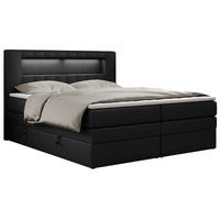 BOXSPRINGBETT GOLD-5 KING LED 120/200 Schwarz Kunstleder - H4 - Schwarz, Holz/Textil (120/200cm) - MKS