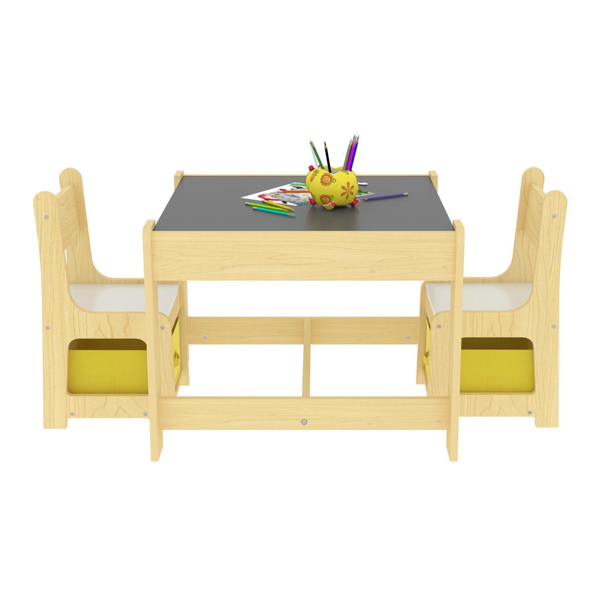 KINDERSITZGRUPPE 3 TLG. Irixoa - Dunkelgrau/Weiß, Holzwerkstoff (60.5/48/62.5cm) - [en.casa]