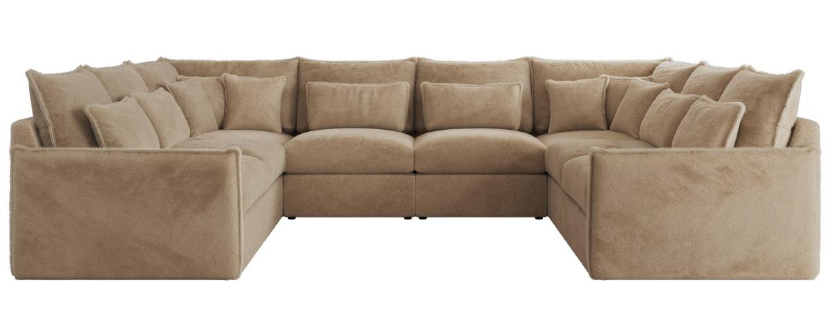 WOHNLANDSCHAFT VERSO U 8M Beige Plüsch - Sandfarben/Beige, Kunststoff/Textil (362/93/270cm) - MKS