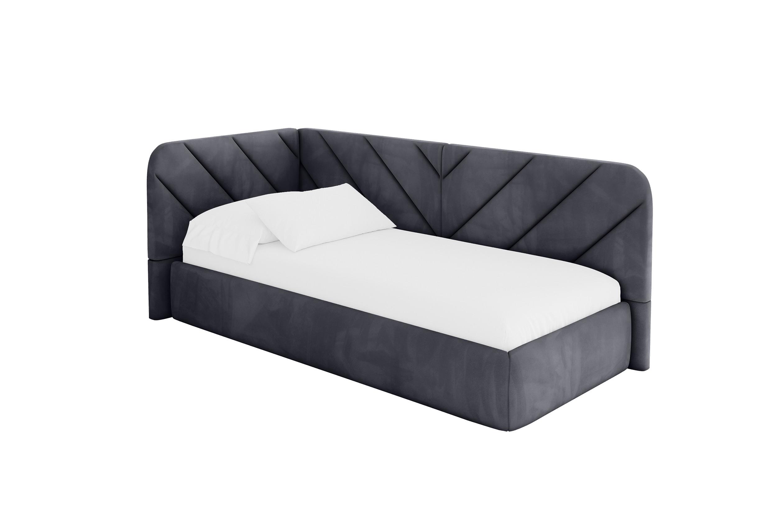 EINZELLBETT Jugendbett mit Bettkasten und Matratze H3/H4, Rechts - FIKY 100x200 Dunkelgrau - Titanfarben, Holzwerkstoff/Textil (100/200cm) - ALTDECOR