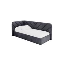 EINZELLBETT Jugendbett mit Bettkasten und Matratze H3/H4, Rechts - FIKY 90x200 Dunkelgrau - Titanfarben, Holzwerkstoff/Textil (90/200cm) - ALTDECOR