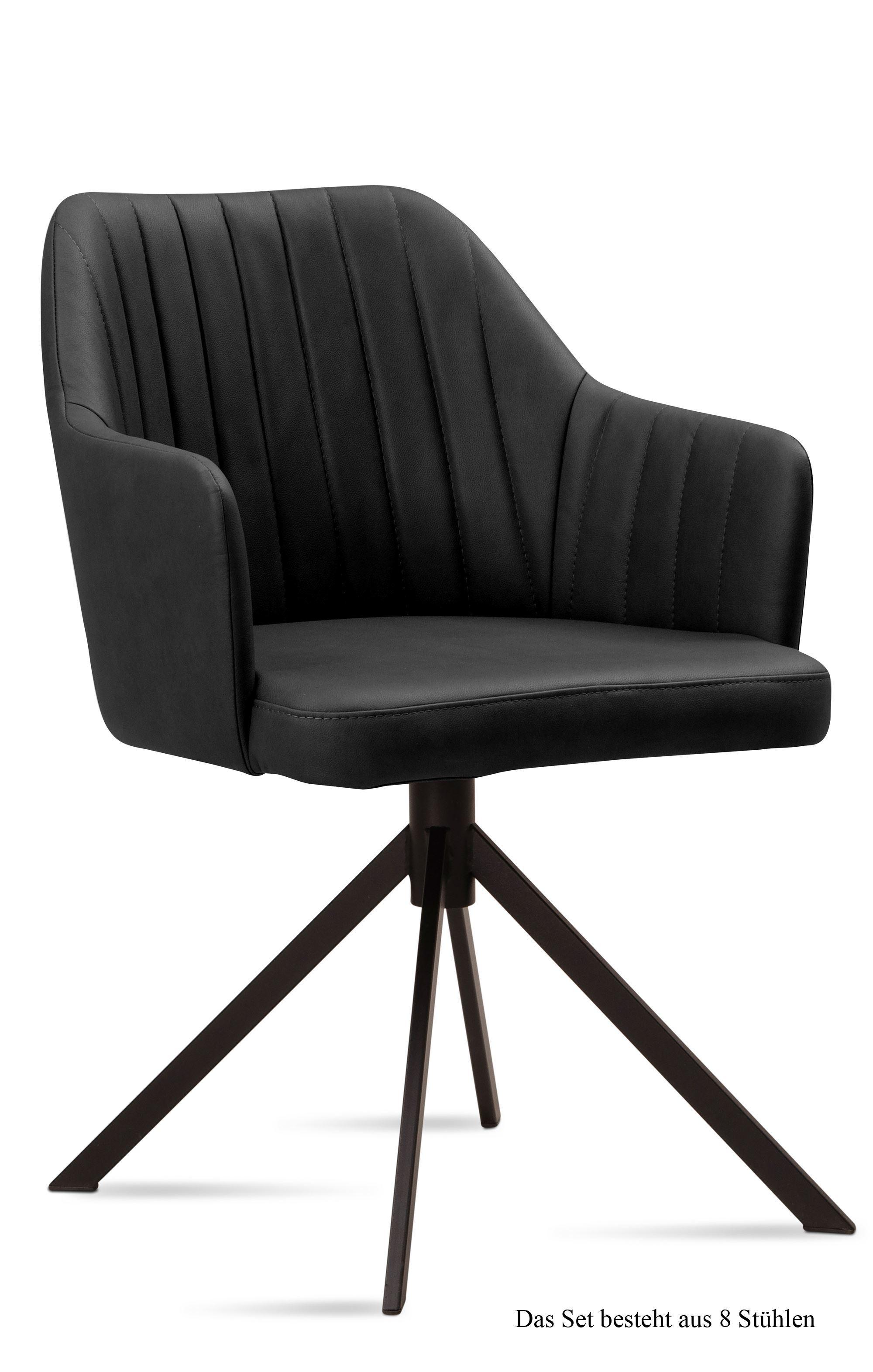 ARMLEHNSTUHL (8er-Set) Durva 58x81x60 Schwarz/Anthrazit - Anthrazit/Schwarz, Kunststoff (60/81/58cm) - 58aufmkessel