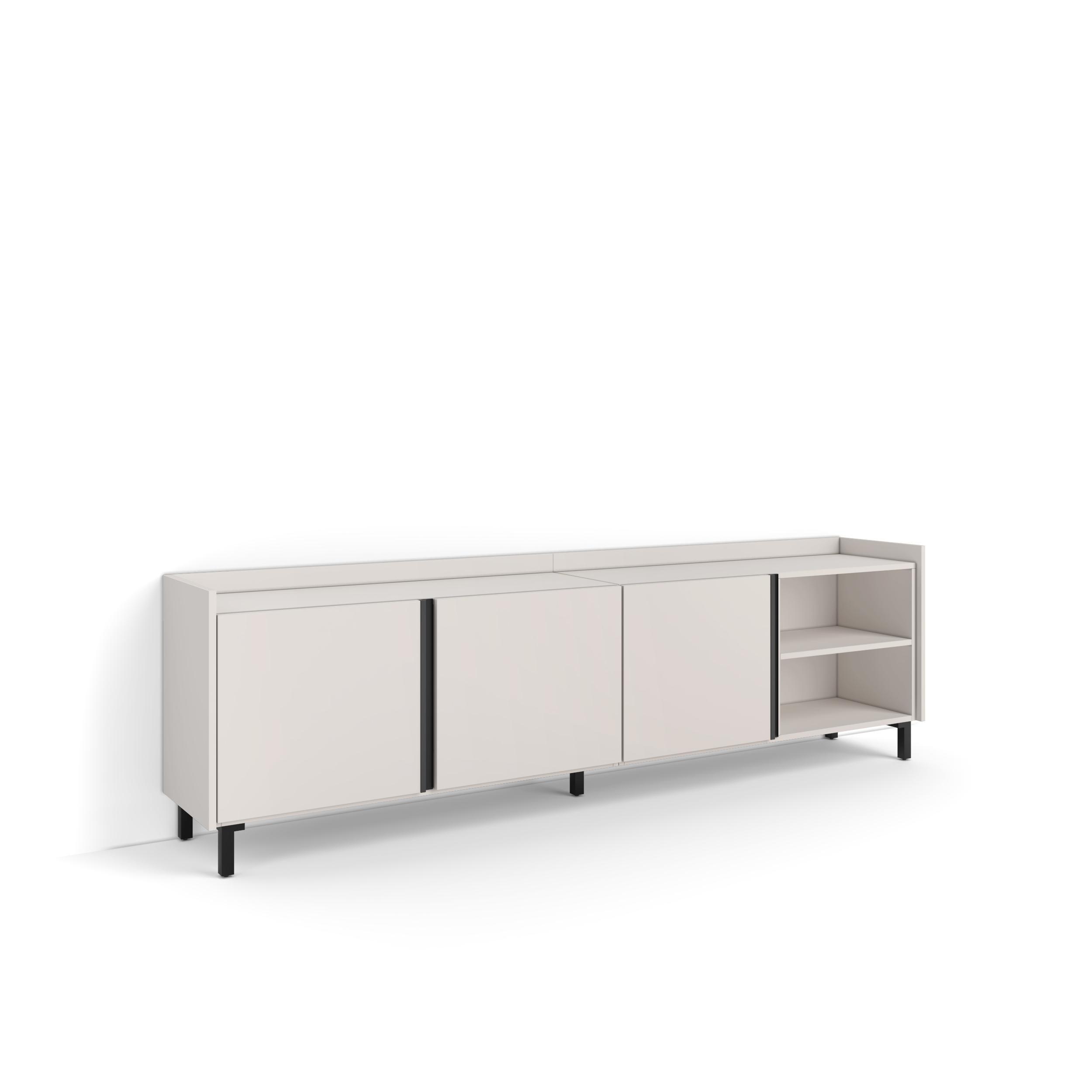 LOWBOARD, Beige, 207/35/61cm, mit Beinen - Beige, Holzwerkstoff (207/61/35cm) - Skraut Home
