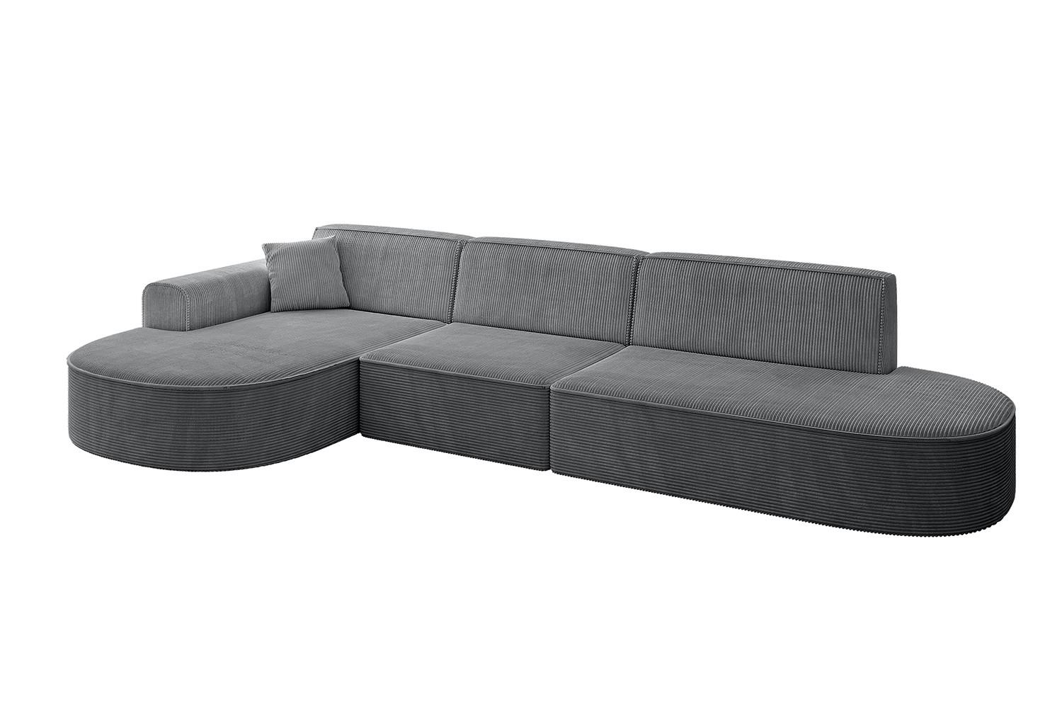 ECKSOFA Ottomane Links MARI-L2 - 328x171x79 cm Dunkelgrau Cord - Dunkelgrau/Schwarz, Holzwerkstoff/Kunststoff (171/321cm) - ALTDECOR