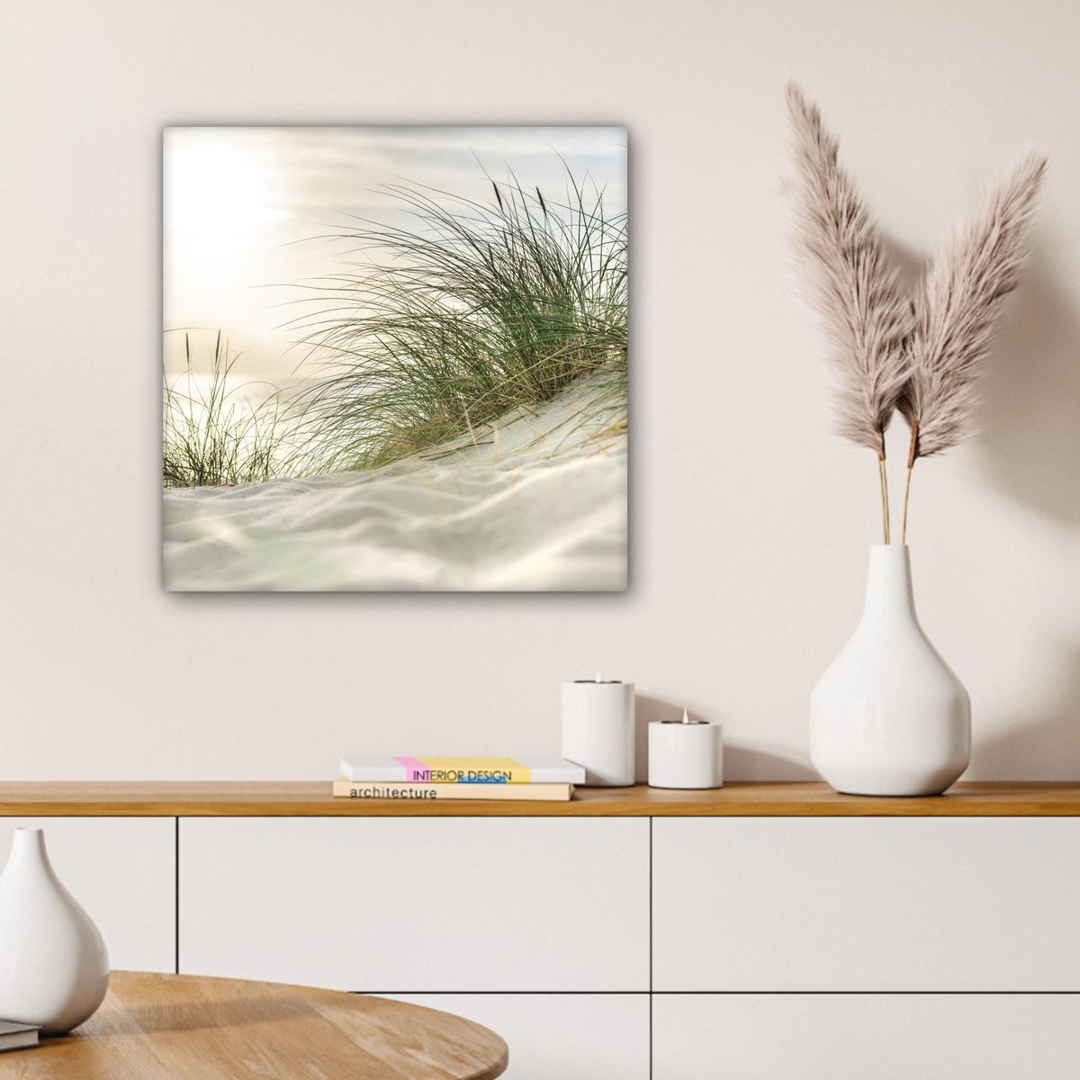 LEINWANDBILD Dünen mit Strandhafer in der Sonne des Nationalparks Schleswig-Holsteinisches Wattenmeer Wandbild Wohnzimmer 50x50 cm - Creme, Textil (50/50cm) - MuchoWow