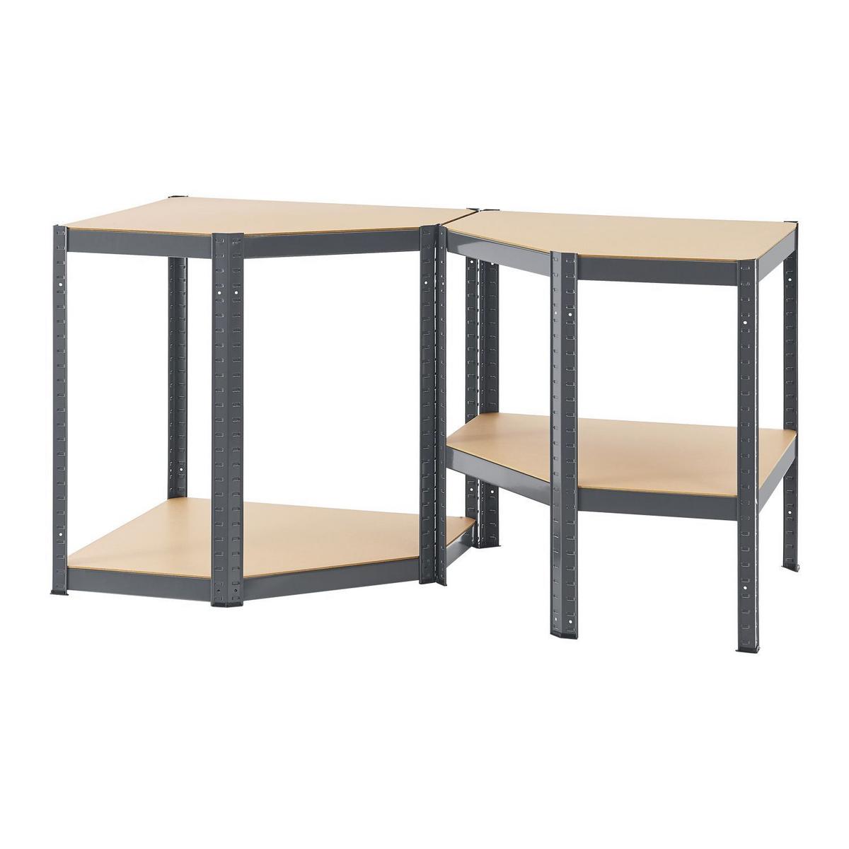 ECKREGAL Lagerregal Corner Easy grau 160x75x75 cm - Grau, Metall (75/160/75cm) - Juskys