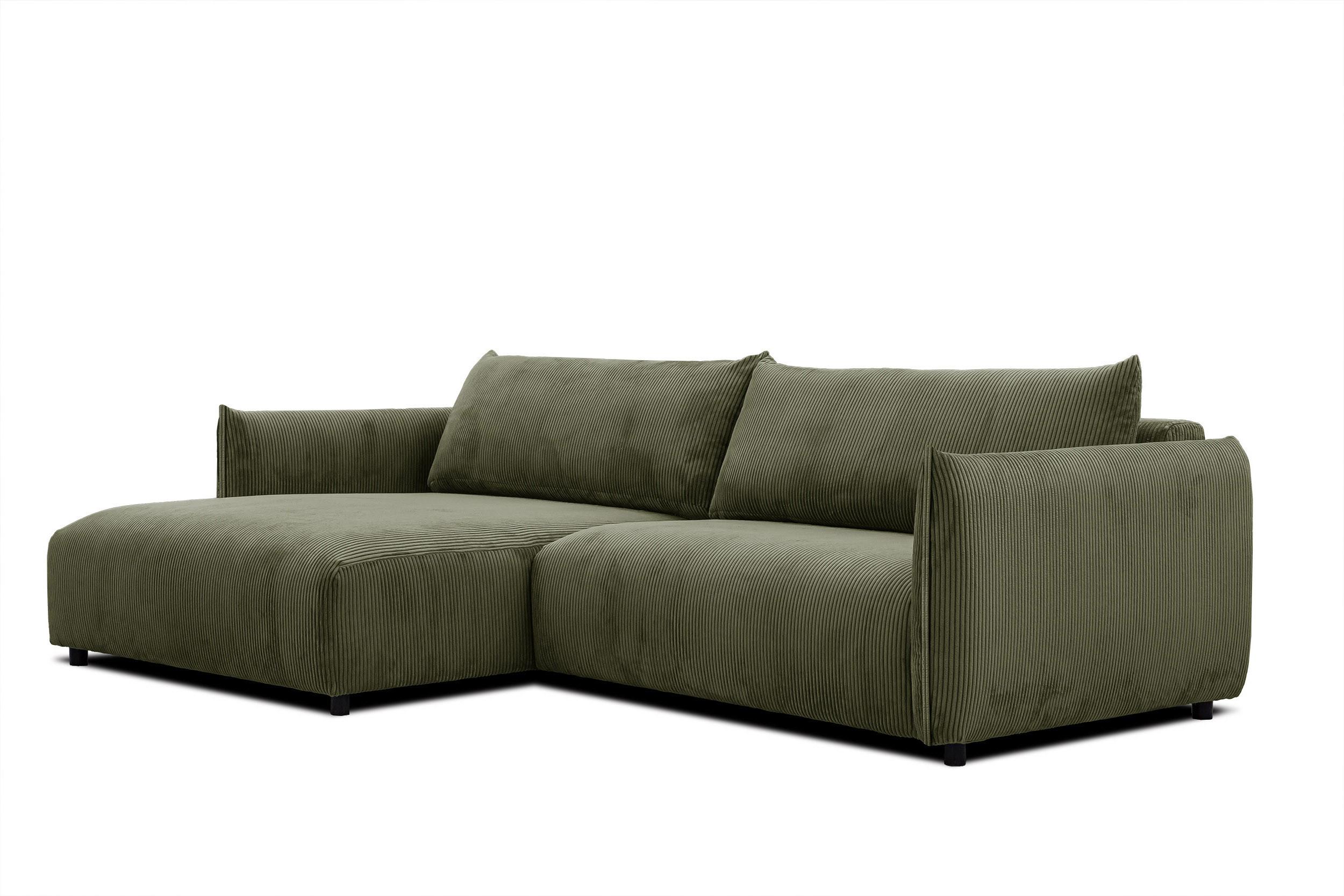 ECKSOFA TAUER 5-Sitzer, olivgrün - Schwarz/Olivgrün, Holzwerkstoff/Kunststoff (174/292cm) - Wozimo