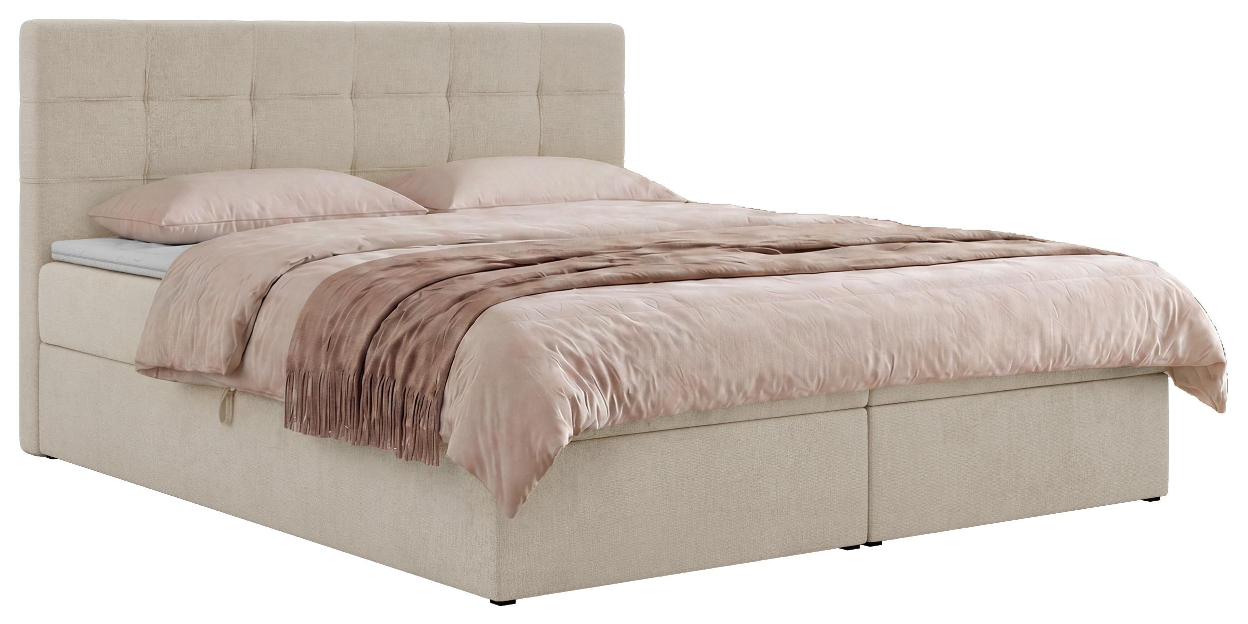 BOXBETT SOLVEN 160/200 - Creme Jersey - Topper T25 - H3 - Creme/Schwarz, Kunststoff/Textil (160/200cm) - MKS