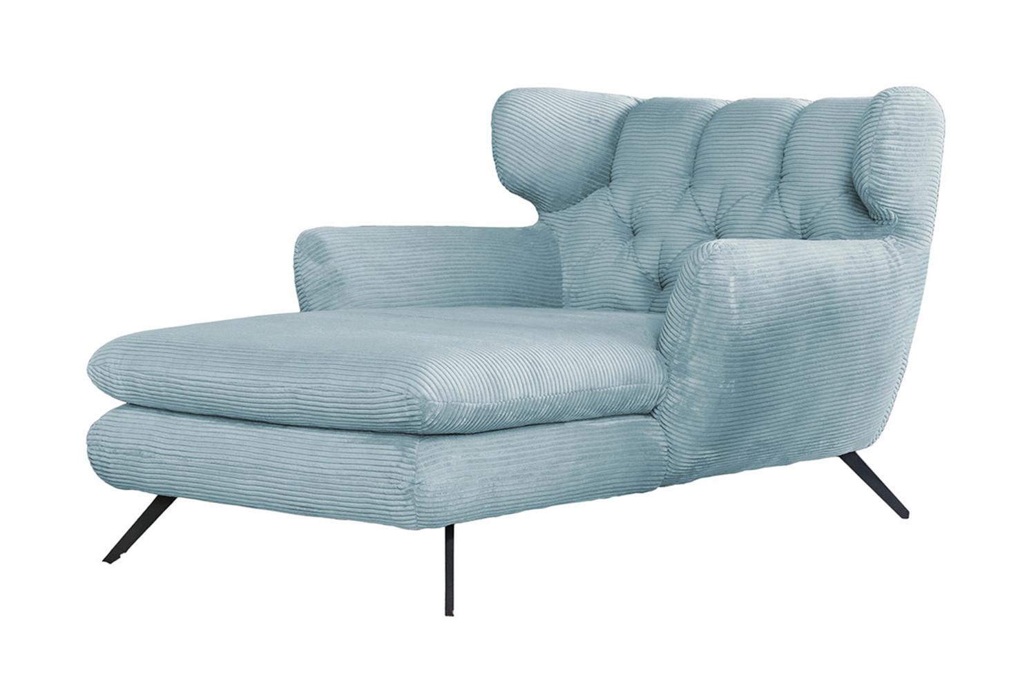 LONGSEAT CHAMRE Hellblau Cord - Schwarz/Hellblau, Textil/Metall (130/95/160cm) - KAWOLA