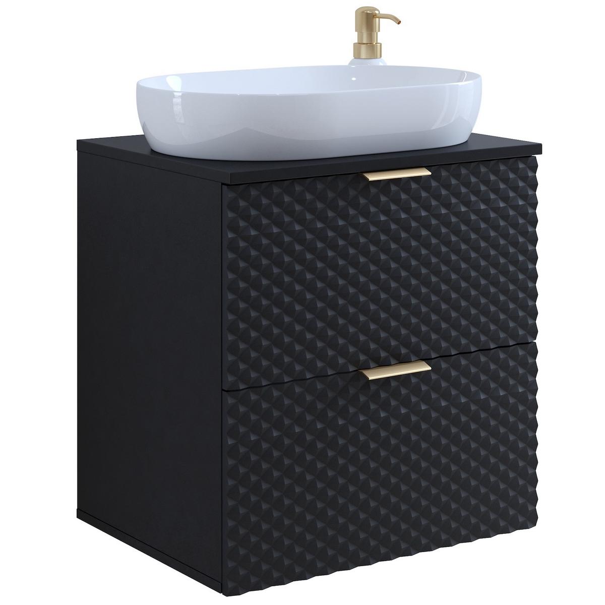 WASCHBECKENUNTERSCHRANK Borneo 2 Schubladen Matt Schwarz - 60 x 49 x 63 cm - Schwarz, Holz (60/63/49cm) - Badplaats