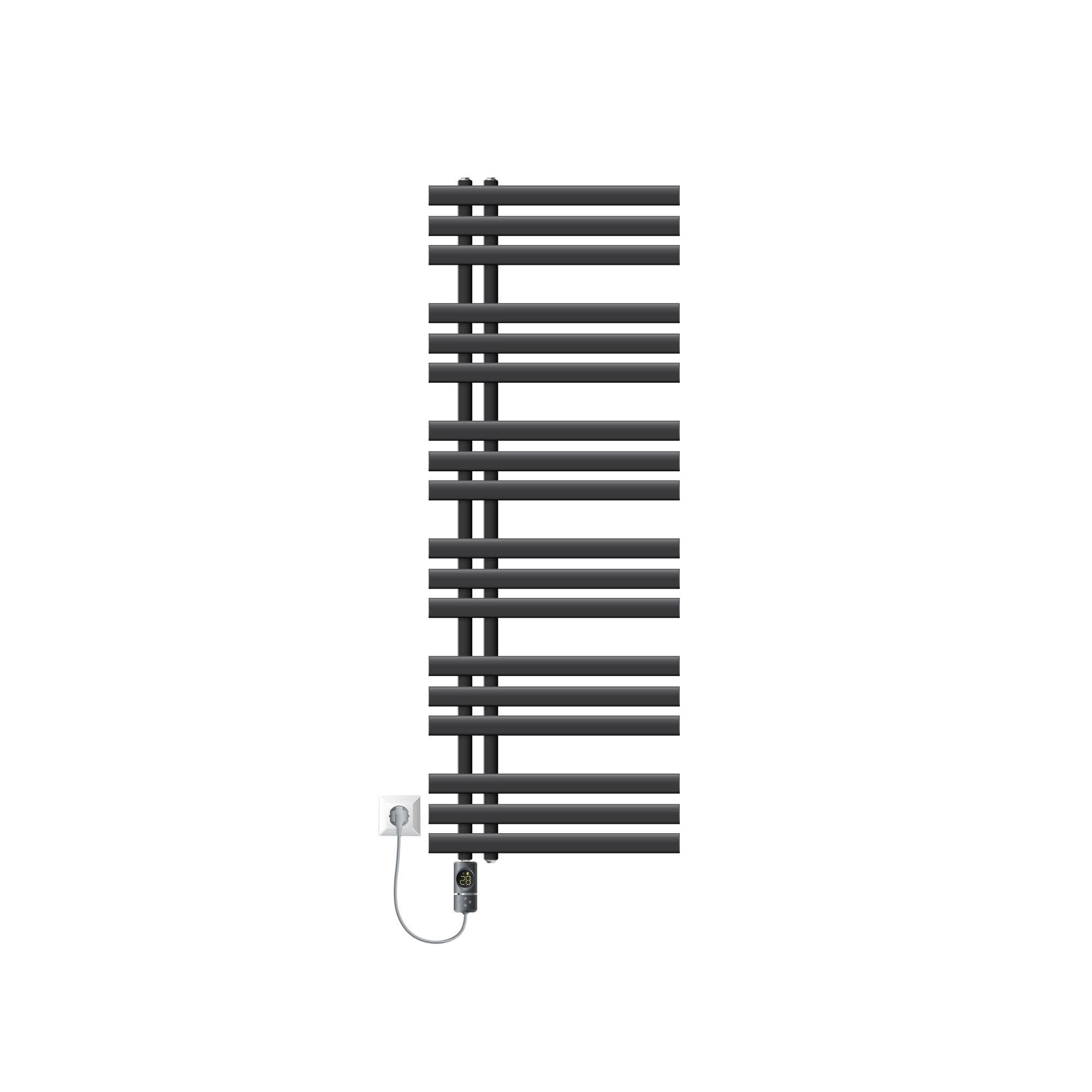 BADHEIZKÖRPER elektrisch Iron EM 500x1400 mm Anthrazit mit Heizstab 900W Digital - Anthrazit, Metall (50/140/4cm) - LuxeBath