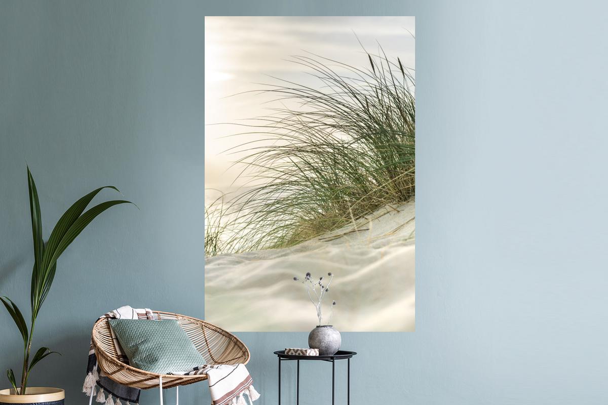 WANDTATTOO Dünen mit Strandhafer in der Sonne des Nationalparks Schleswig-Holsteinisches Wattenmeer Wandaufkleber 80x120 cm - Creme, Kunststoff (80/120/0.1cm) - MuchoWow