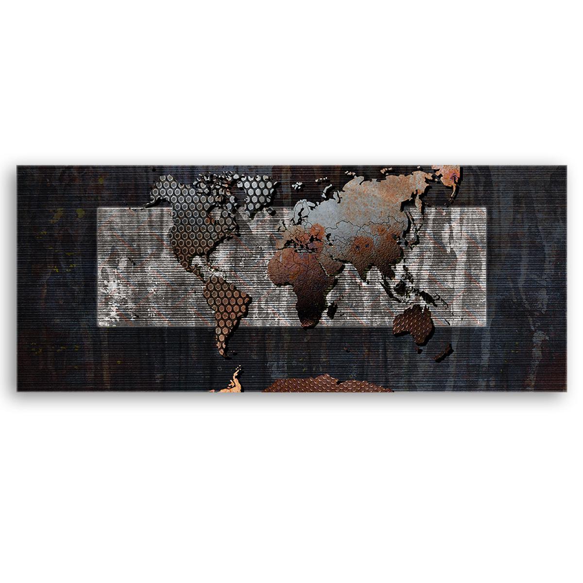 WANDBILD retro weltkarte - Grau, Textil (90/30cm) - Feeby