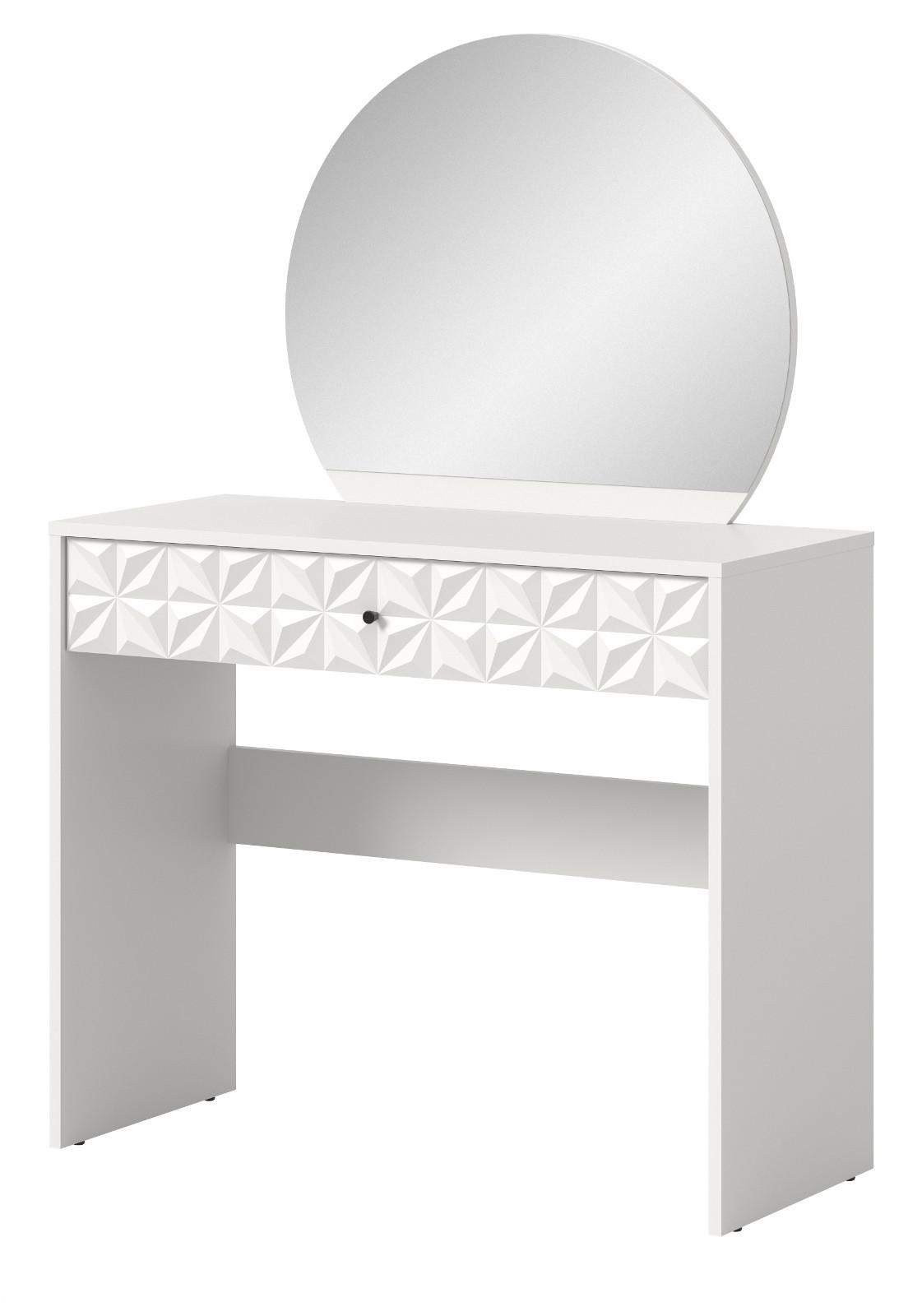 SCHMINKTISCH weiß Hochglanz 90 cm, Kosmetiktisch mit Spiegel - Weiß Hochglanz/Schwarz, Glas/Holzwerkstoff (39/133/90cm) - Inn.Furn