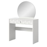 SCHMINKTISCH weiß Hochglanz 90 cm, Kosmetiktisch mit Spiegel - Weiß Hochglanz/Schwarz, Glas/Holzwerkstoff (39/133/90cm) - Inn.Furn