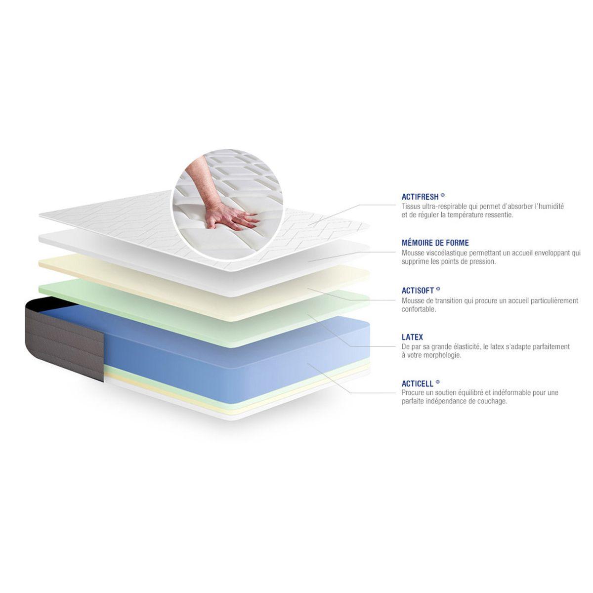 MATRATZE Actilatex dream Latex und Memory-Schaum 80 x 200 cm h2 - Weiß, Textil (80/200cm) - ACTISOM