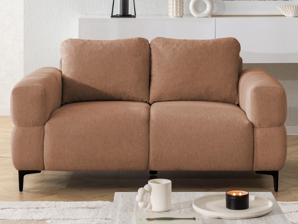 2-SITZER-SOFA Cardea in Bubble-Optik aus weichem Terrakotta Strukturstoff mit hohem Sitzkomfort - Terracotta/Schwarz, Holz/Textil (154/80/97cm) - S-Style Möbel