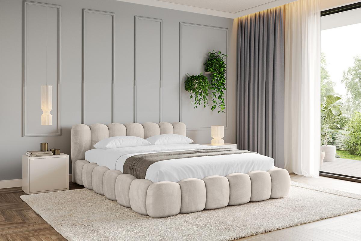 POLSTERBETT mit Bettkasten und Lattenrost, Bett mit Matratze H3/H4 - SENA-v1 180x200 Beige - Beige, Holzwerkstoff/Textil (180/200cm) - ALTDECOR