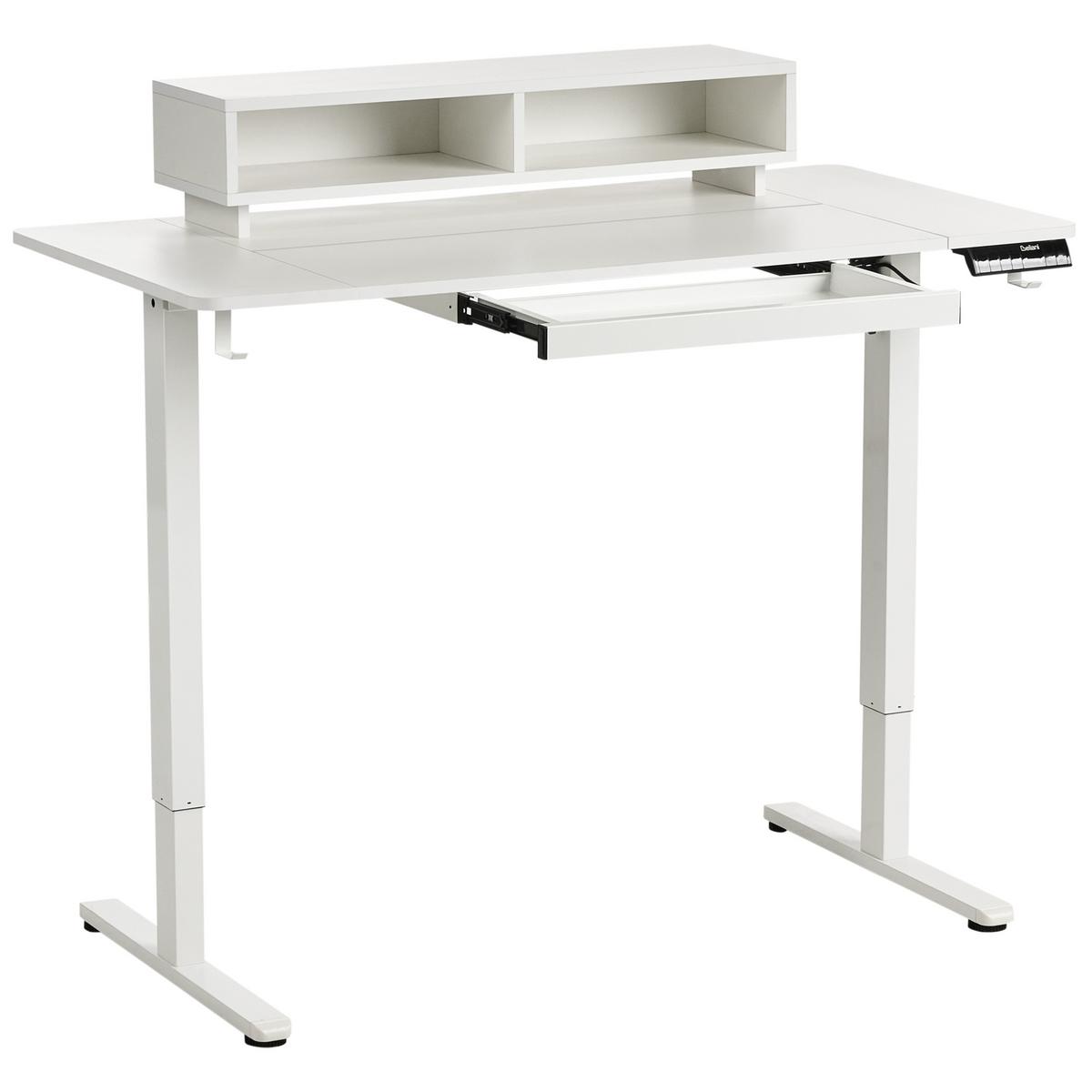 SCHREIBTISCH elektrisch höhenverstellbar 120/60 cm mit USB-Anschluss Weiß Lucama - Weiß, Holzwerkstoff/Metall (60/120/88cm) - Beliani