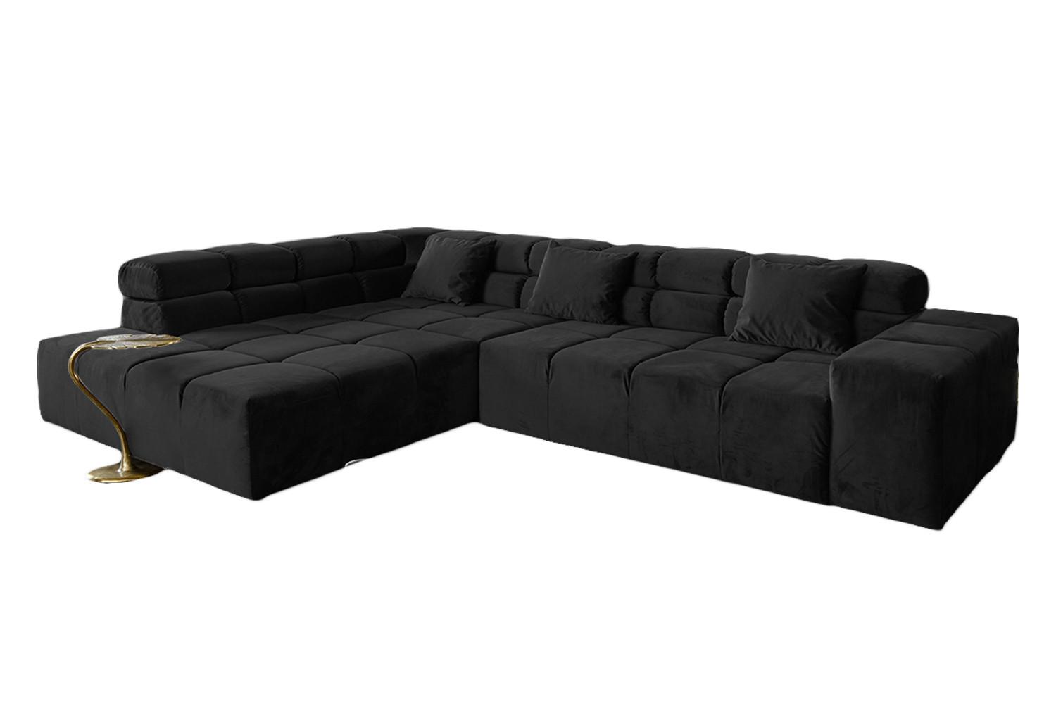 ECKSOFA MIT MOTORISCHEM SITZVORZUG NEVADA Schwarz Velvet Relaxfunktion - Schwarz, Textil (319/215cm) - KAWOLA