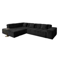 ECKSOFA MIT MOTORISCHEM SITZVORZUG NEVADA Schwarz Velvet Relaxfunktion - Schwarz, Textil (319/215cm) - KAWOLA