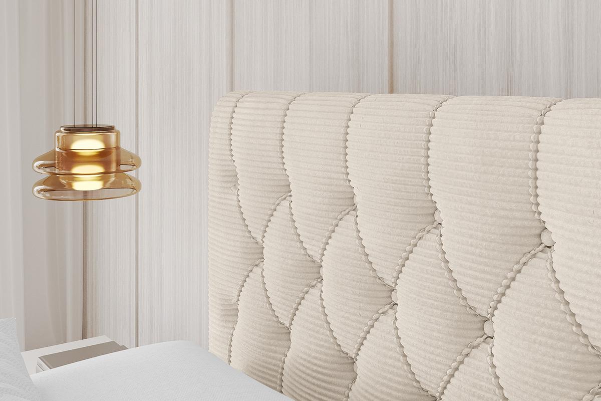 POLSTERBETT mit Bettkasten, Fußteil und Lattenrost, Boxbett mit Matratze H3/H4 - LARO-Z 180x200 Beige - Creme, Holzwerkstoff/Textil (180/200cm) - ALTDECOR