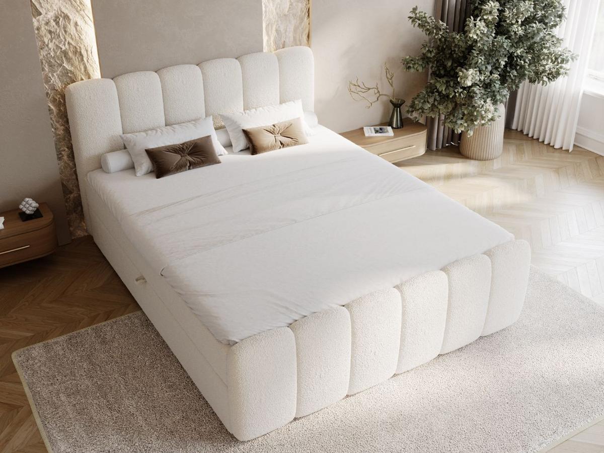 BOXBETT Cloud 140x200 Bouclé-Stoff Creme - Creme, Holz/Textil (140/200cm) - Graingold