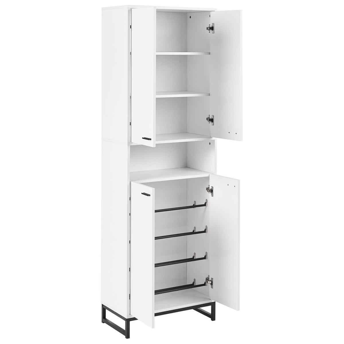 SCHUHSCHRANK Weiß Matane - Schwarz/Weiß, Holzwerkstoff (60/186/33cm) - Beliani