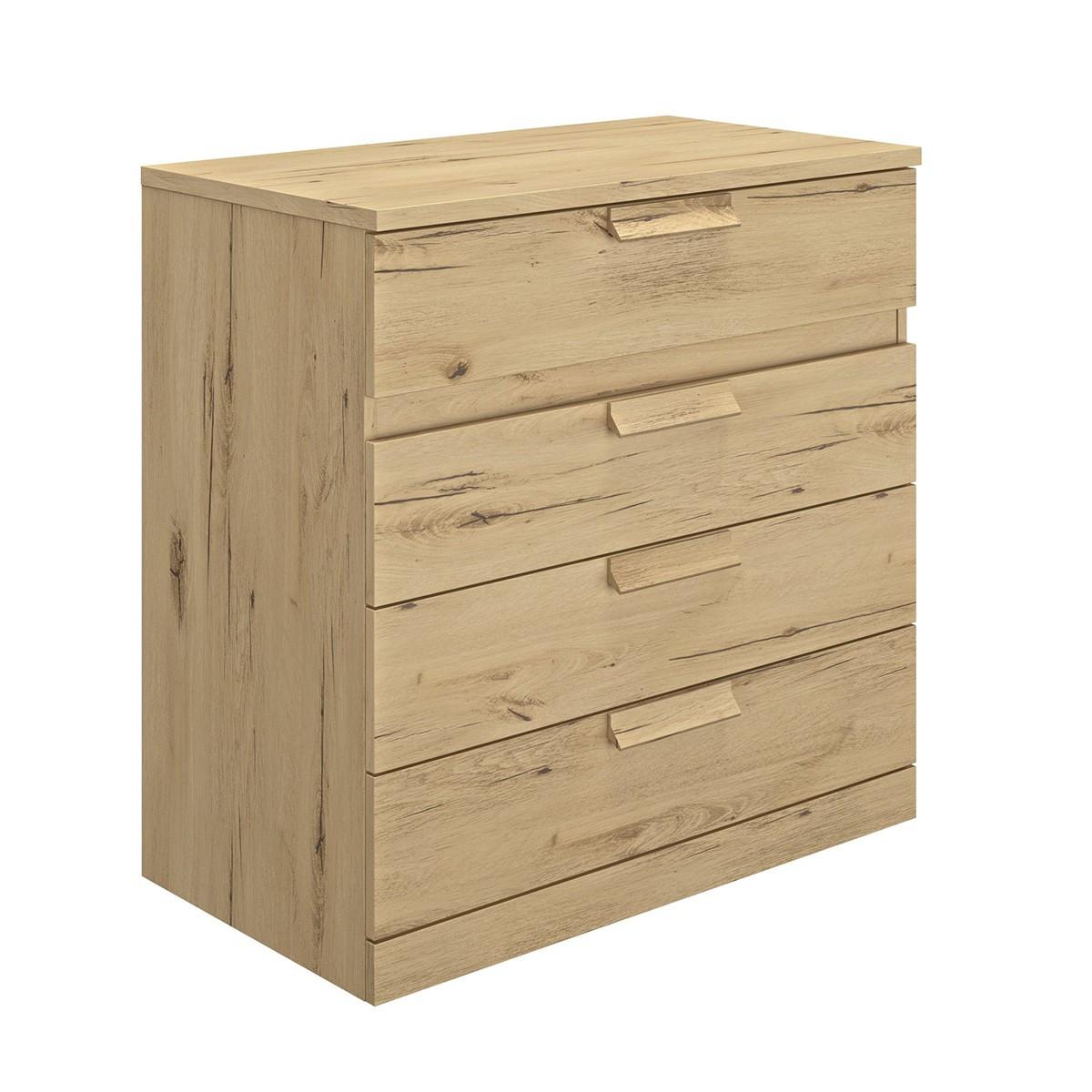 KOMMODE 4 Schubladen Cyrus - Französische Herstellung - 81/45/81 cm - Nussbaumfarben, Holzwerkstoff (45/81/45cm) - Calicosy