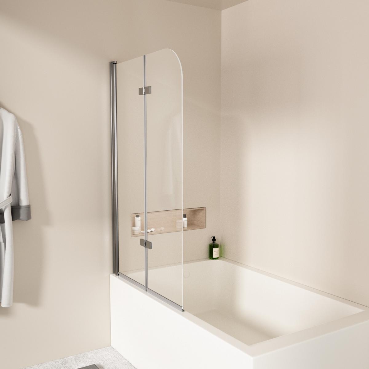 BADEWANNENAUFSATZ 2-teilig faltbar 100/140 cm - Transparent, Glas (100/140cm) - EMKE