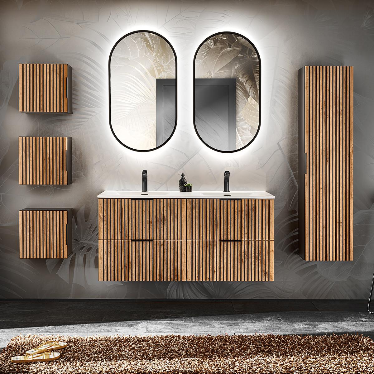 SCHRANK 1 Tür Gaia Holz in Eichenoptik und Schwarz - Schwarz, Holzwerkstoff (35/35/22cm) - Petits-meubles