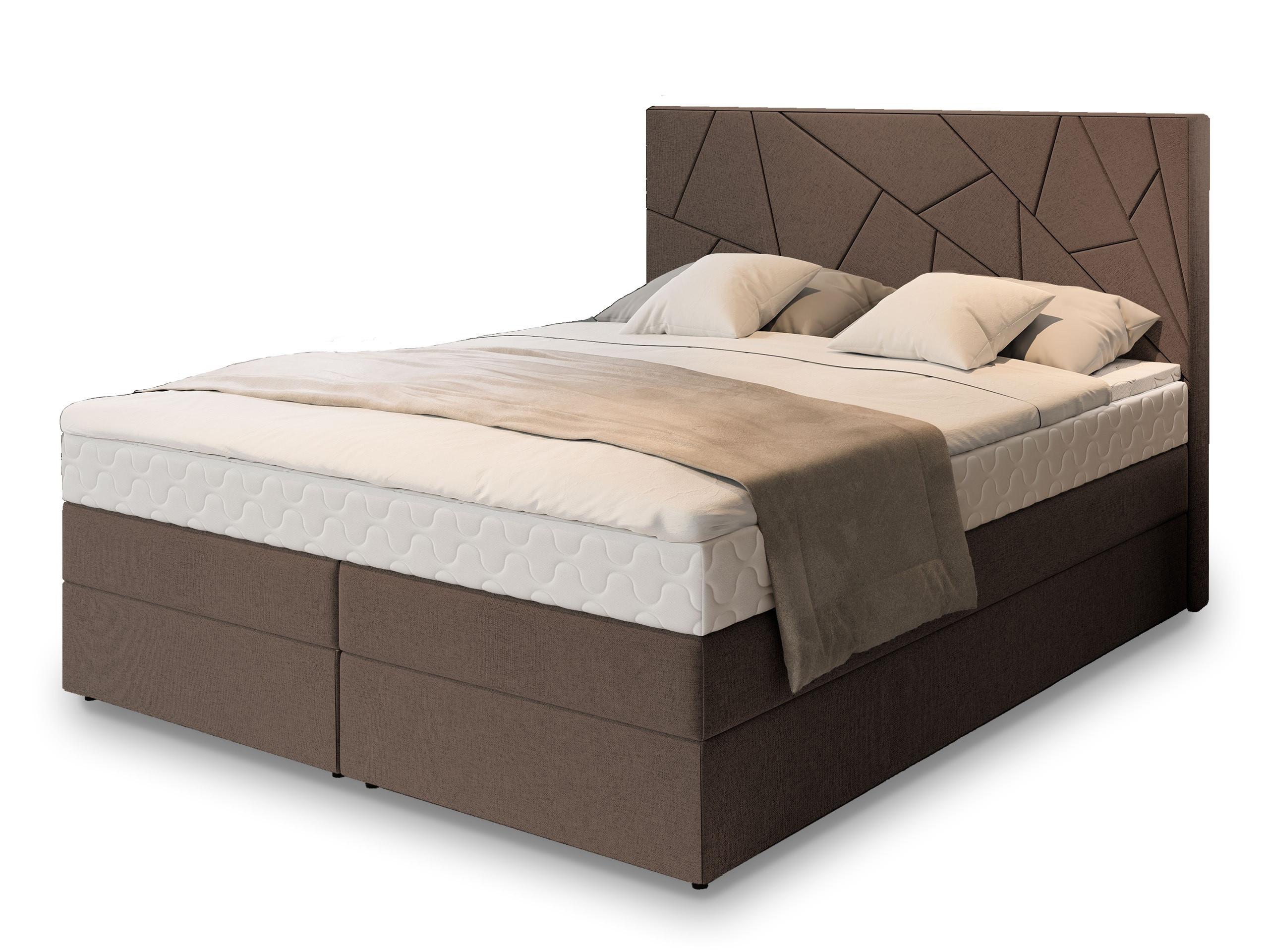 BOXBETT TRANI 180x200 cm mit Matratze und Topper - Braun - Braun, Holz (180/200cm) - MASSENO