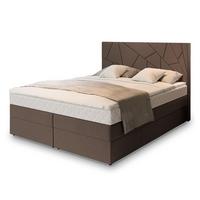 BOXBETT TRANI 180x200 cm mit Matratze und Topper - Braun - Braun, Holz (180/200cm) - MASSENO