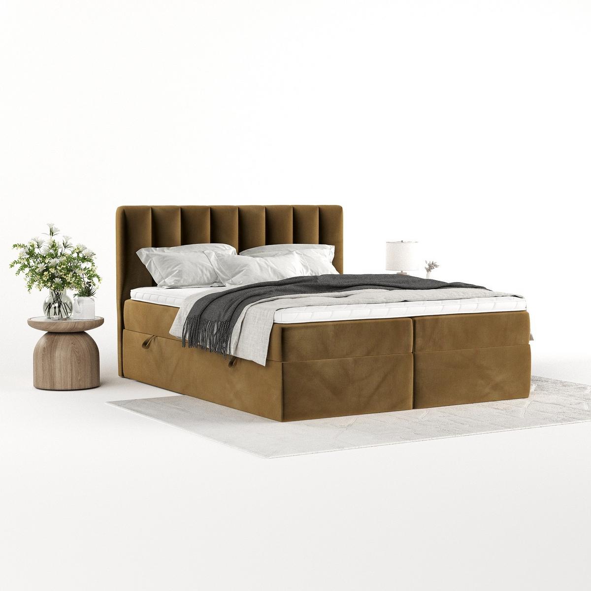 BOXBETT Bari 200/200 cm Honiggelb im Kronos Stoff - Honig, Holz/Holzwerkstoff (200/200cm) - AltaBeds