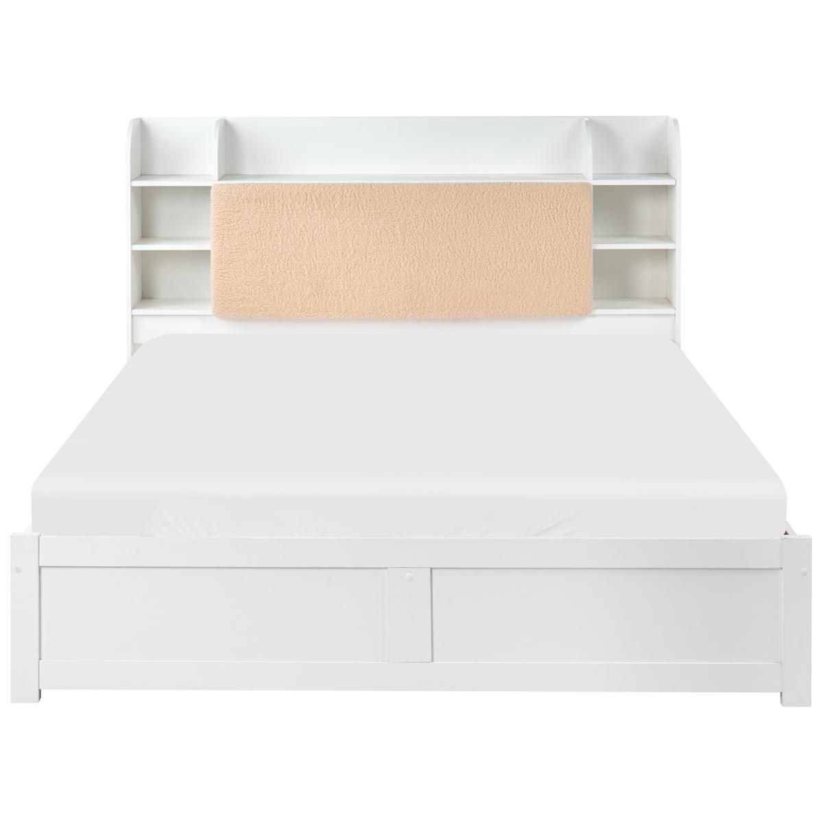 BETT mit Schubladen 160/200 cm MDF-Platte Weiß Bizou - Weiß, Holzwerkstoff (160/200cm) - Beliani