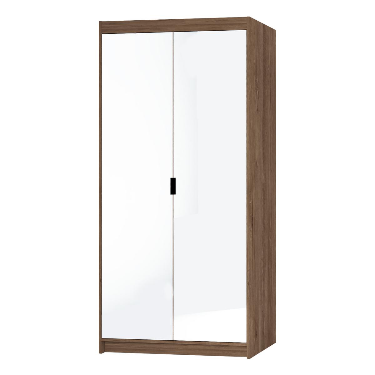 KLEIDERSCHRANK Storicos Eiche Lefkas 89,7/190,5/53 cm - 2T Modern mit Spiegel - Braun, Holzwerkstoff/Kunststoff (89.7/190.5/53cm) - AX Living